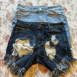 Distressed Denim Short and Skirt Bundle